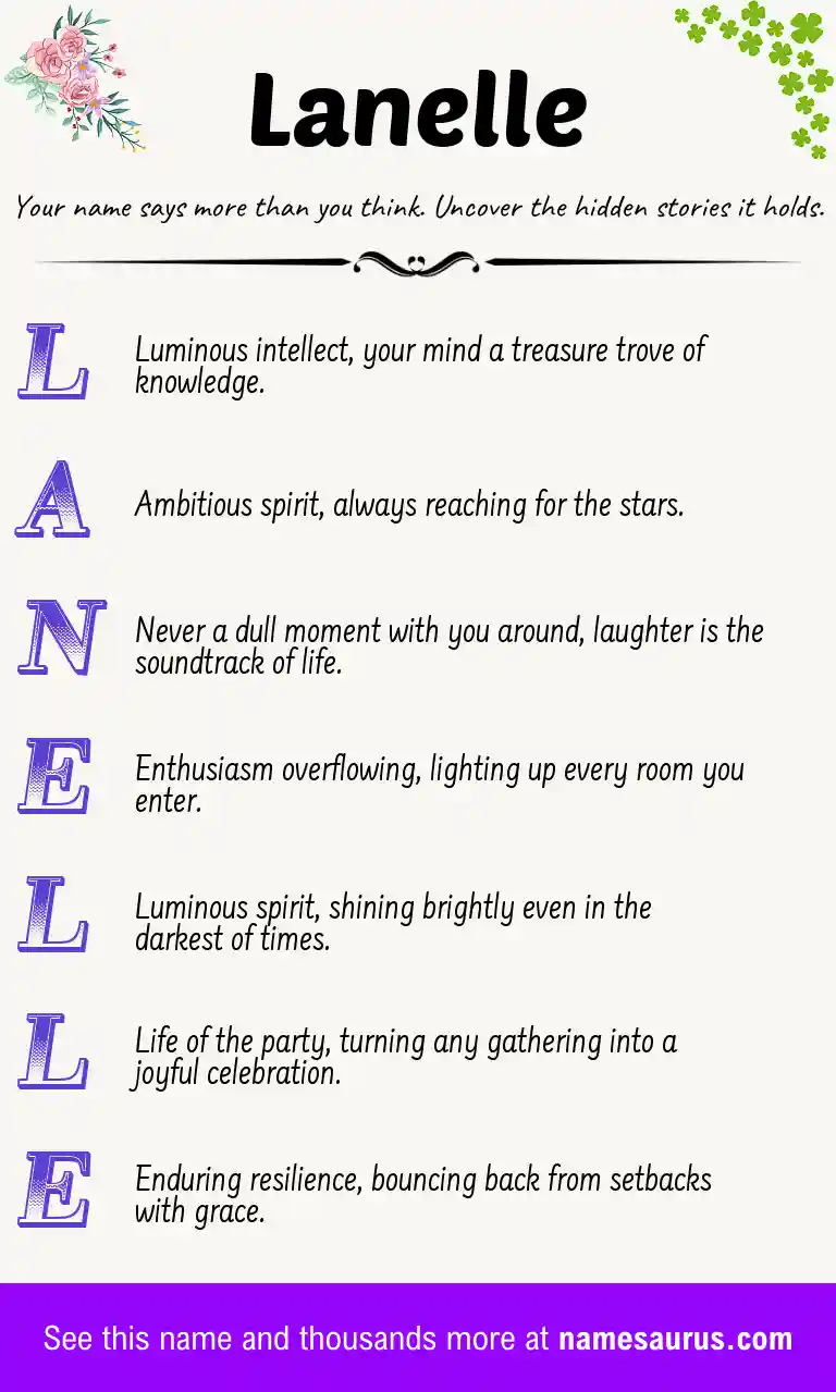 Acrostic poem about Lanelle.