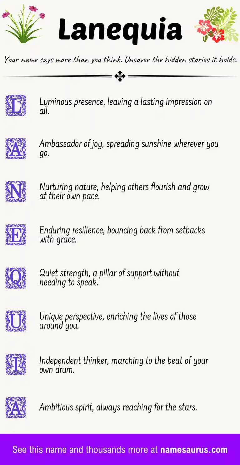 Acrostic poem about Lanequia.