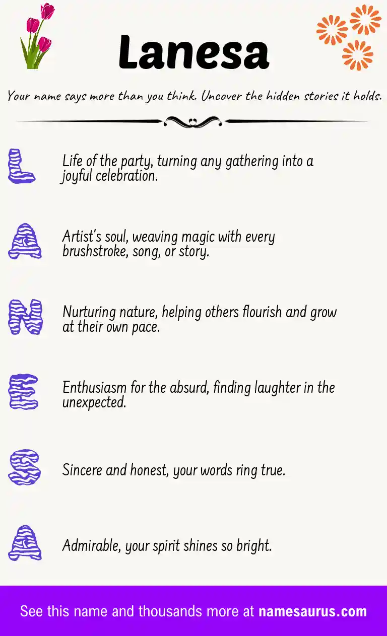 Acrostic poem about Lanesa.