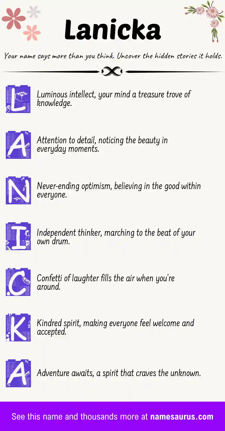 Acrostic poem about Lanicka.