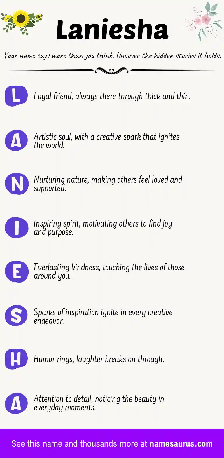 Acrostic poem about Laniesha.