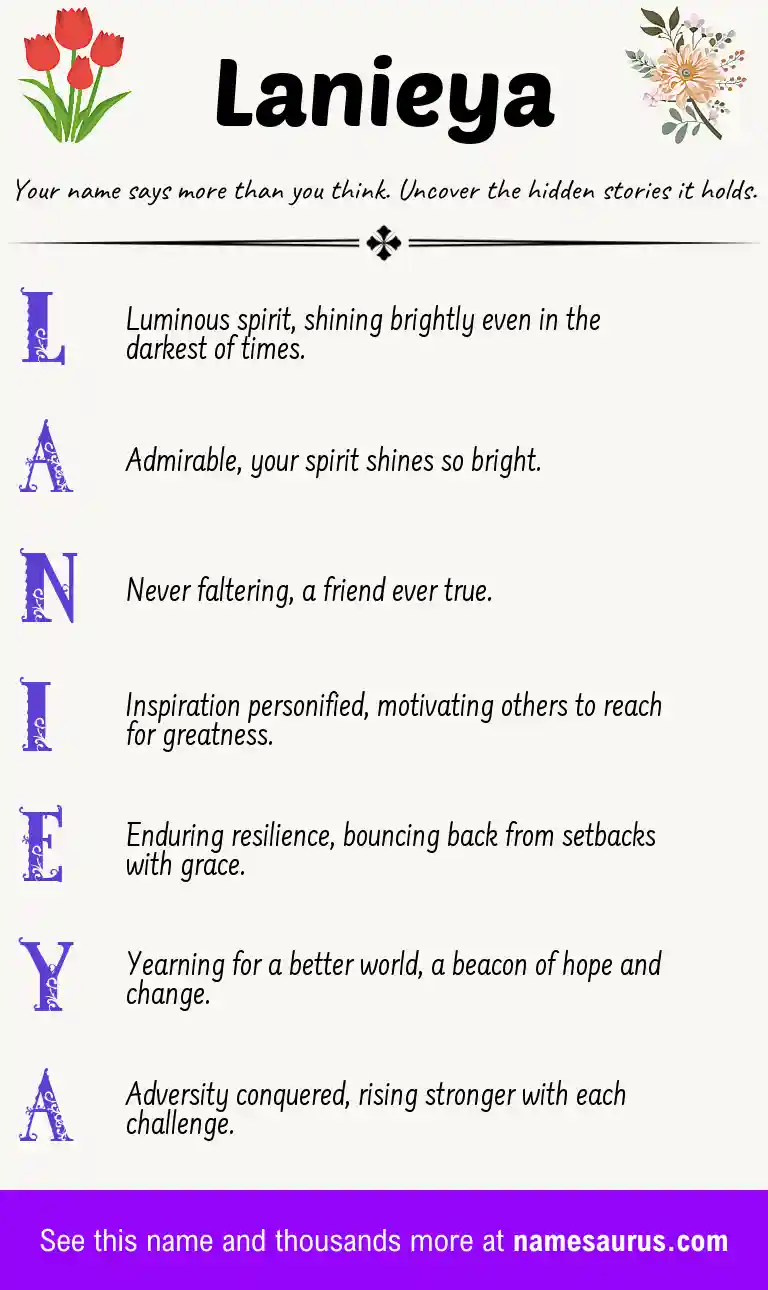 Acrostic poem about Lanieya.