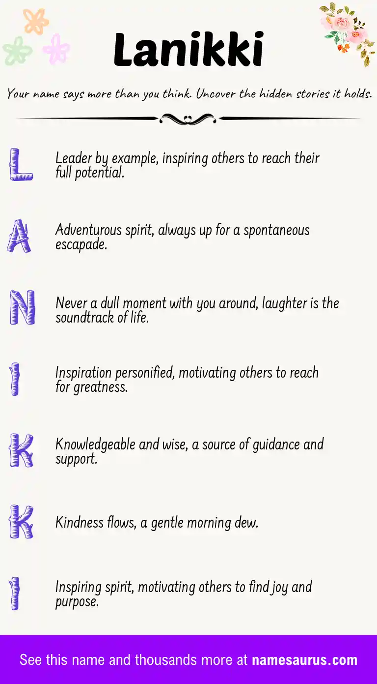 Acrostic poem about Lanikki.