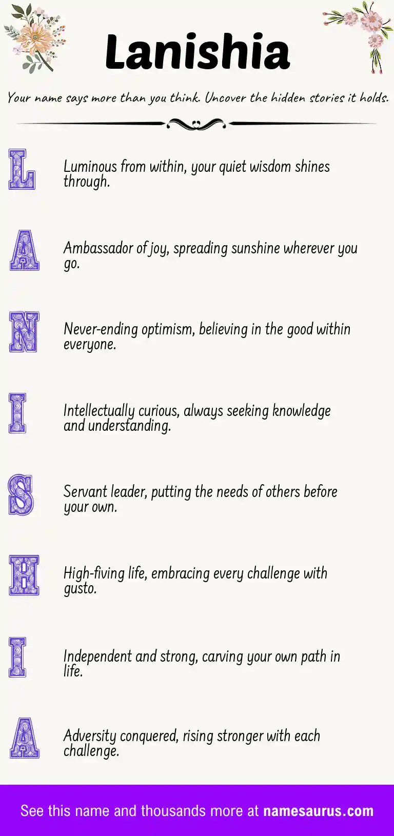 Acrostic poem about Lanishia.