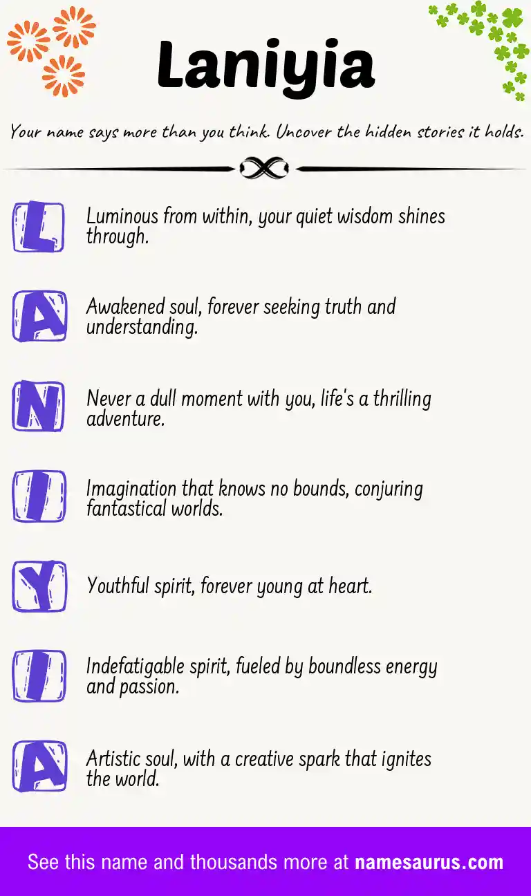 Acrostic poem about Laniyia.