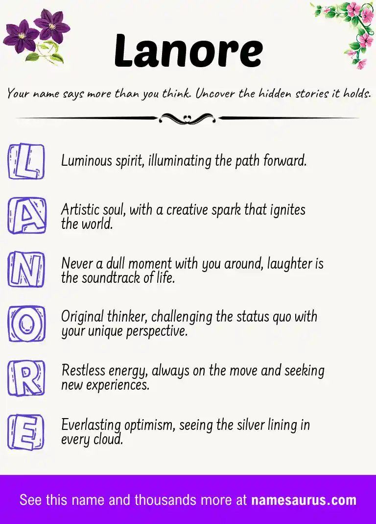 Acrostic poem about Lanore.