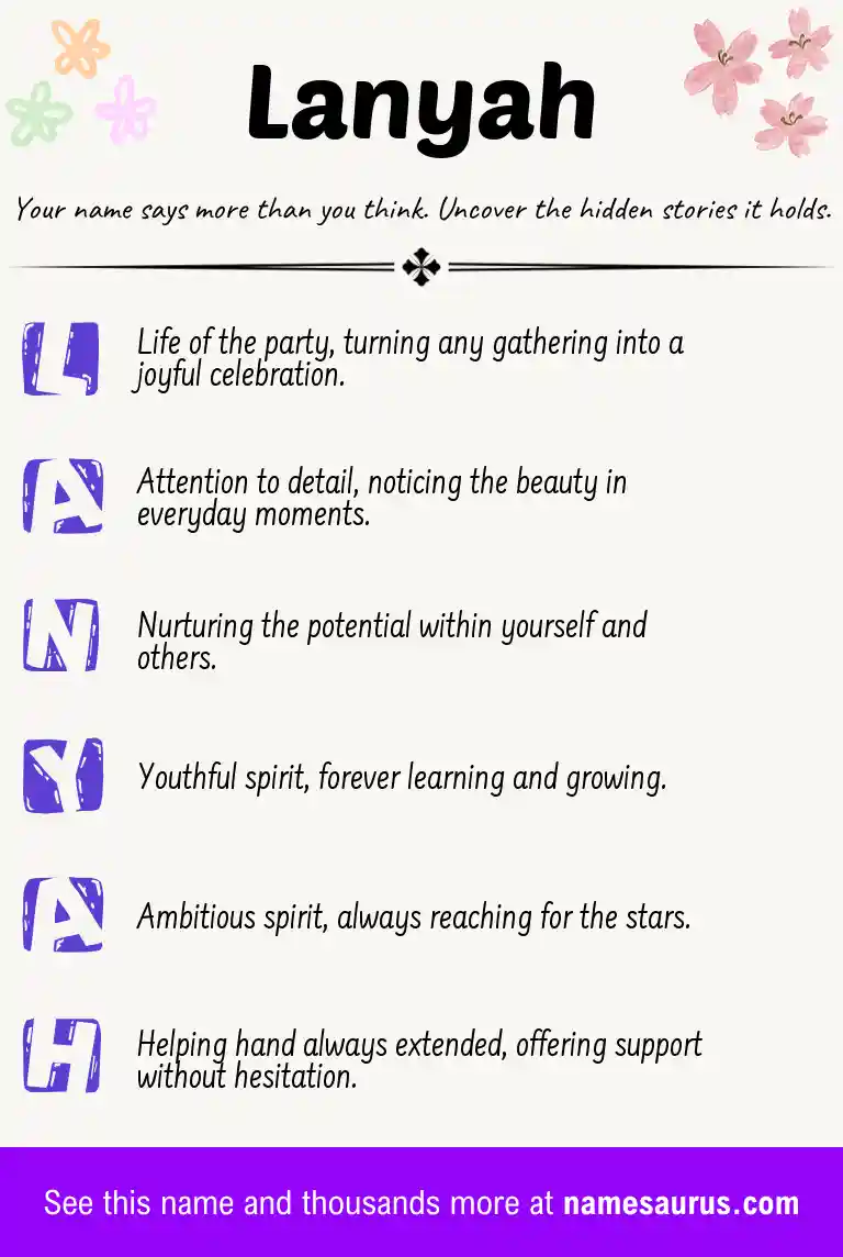 Acrostic poem about Lanyah.
