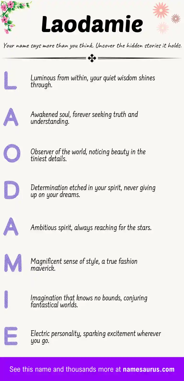Acrostic poem about Laodamie.