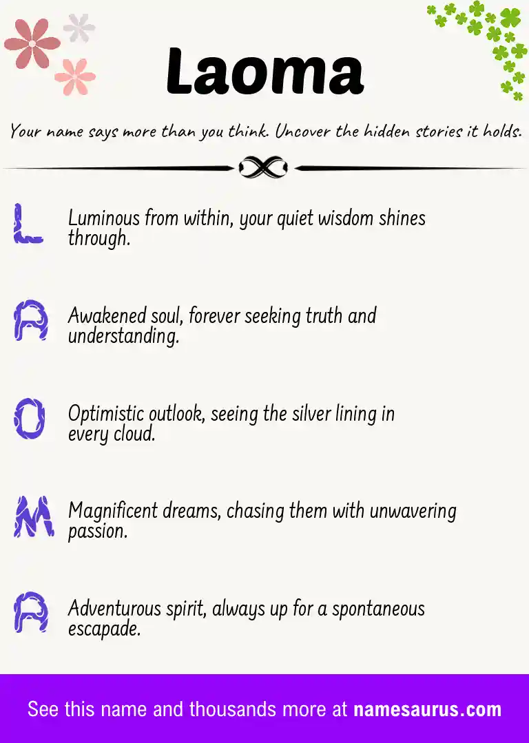Acrostic poem about Laoma.