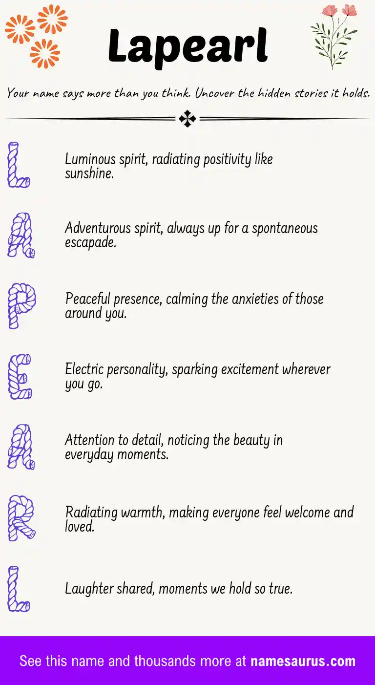 Acrostic poem about Lapearl.