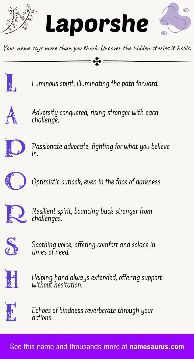 Acrostic poem about Laporshe.
