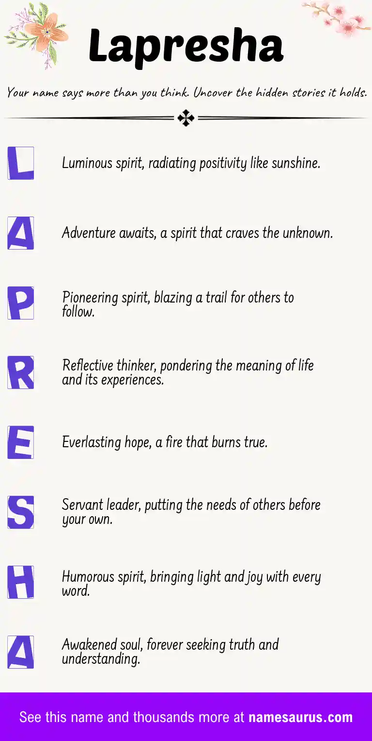 Acrostic poem about Lapresha.