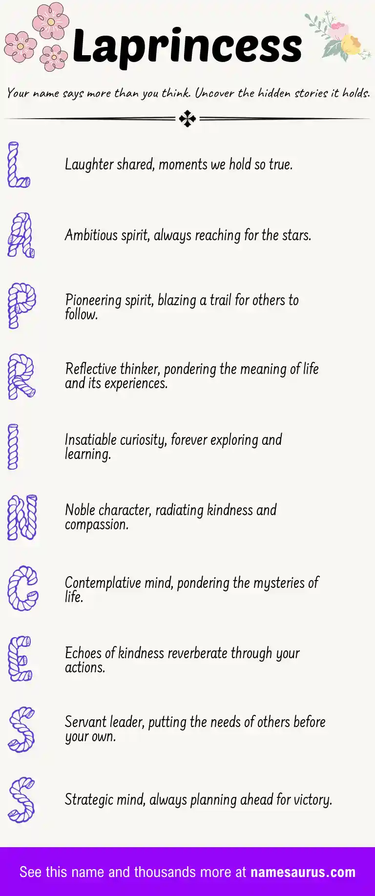 Acrostic poem about Laprincess.