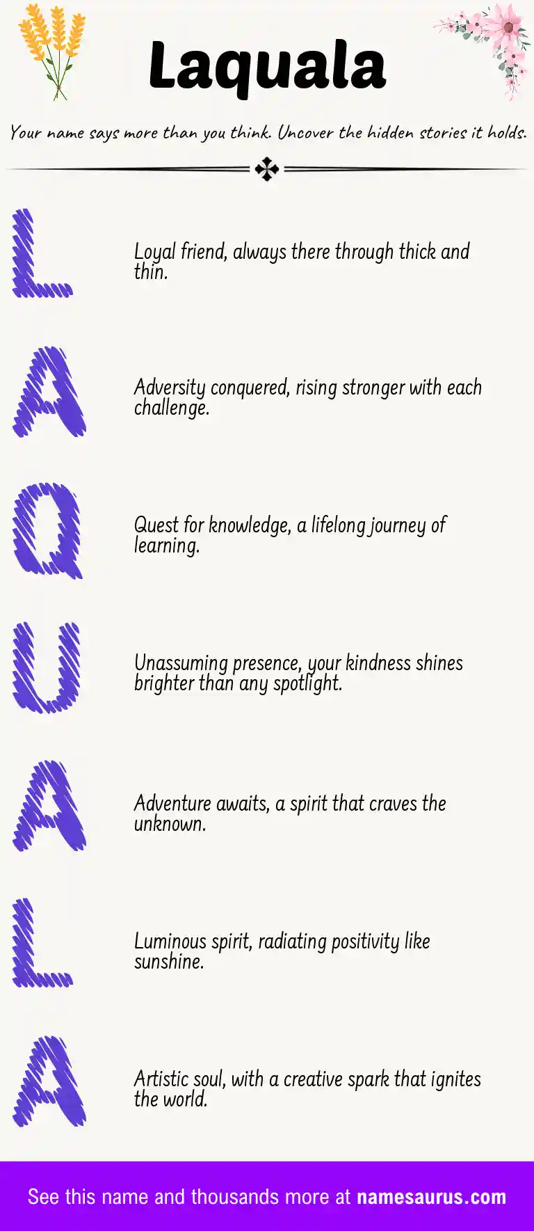 Acrostic poem about Laquala.