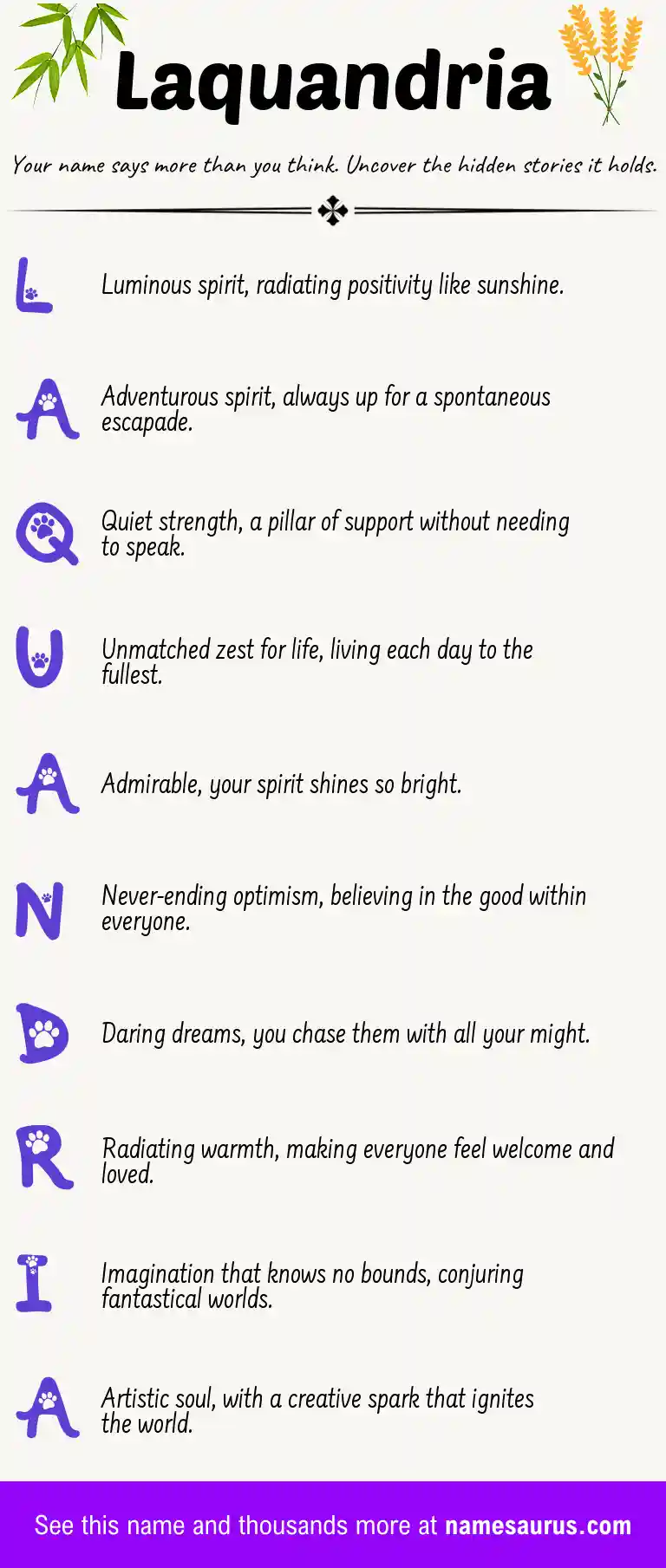 Acrostic poem about Laquandria.