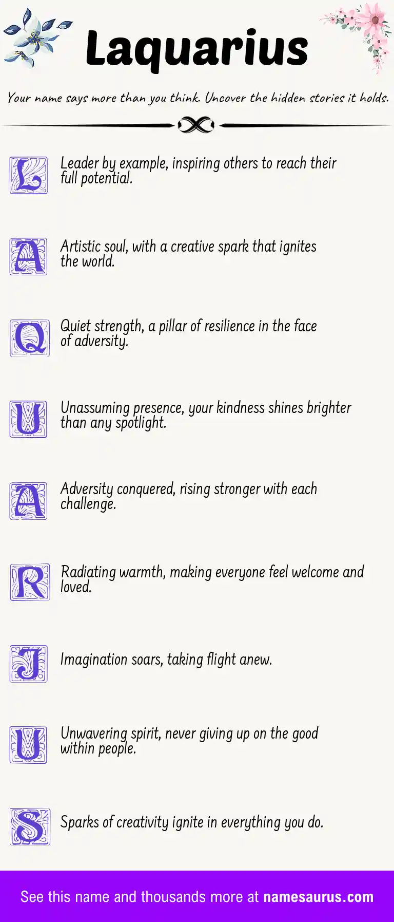 Acrostic poem about Laquarius.