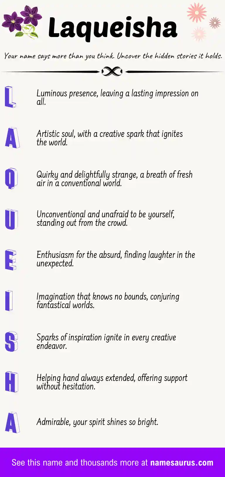 Acrostic poem about Laqueisha.