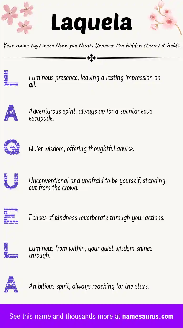 Acrostic poem about Laquela.