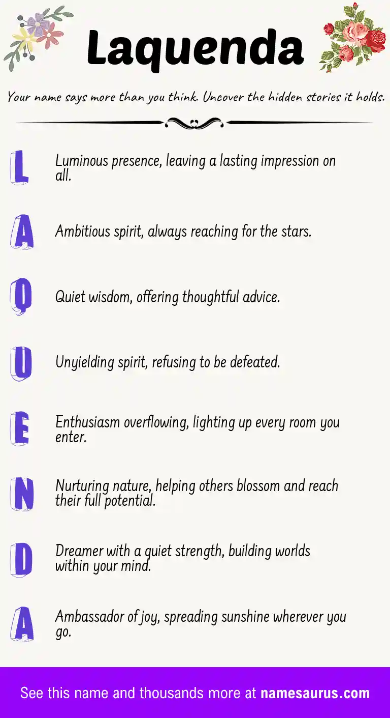 Acrostic poem about Laquenda.