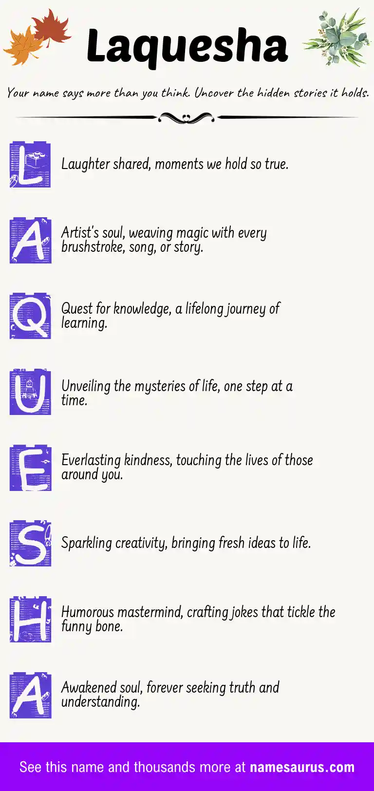 Acrostic poem about Laquesha.