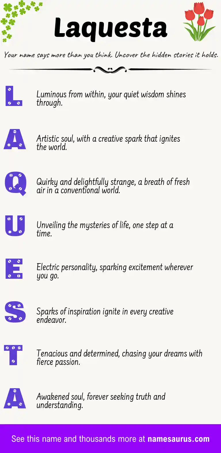 Acrostic poem about Laquesta.