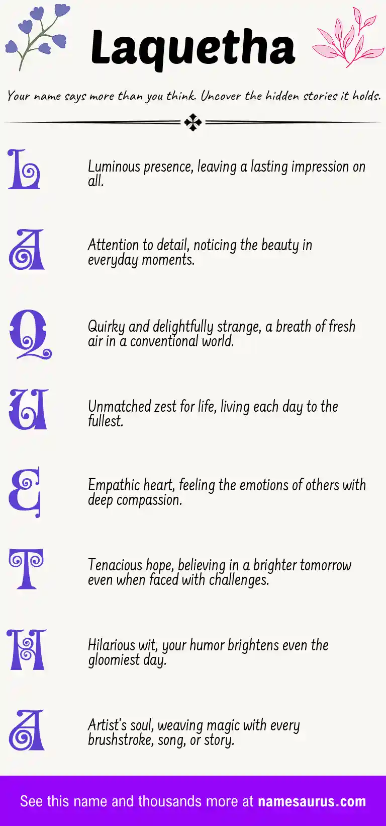 Acrostic poem about Laquetha.