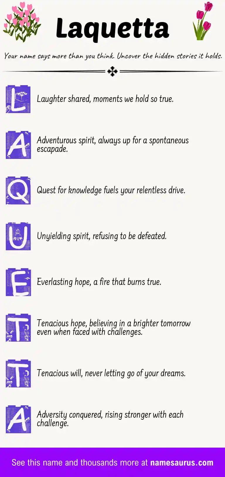 Acrostic poem about Laquetta.