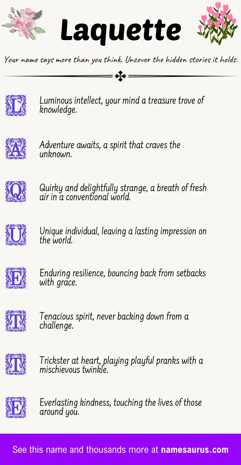 Acrostic poem about Laquette.