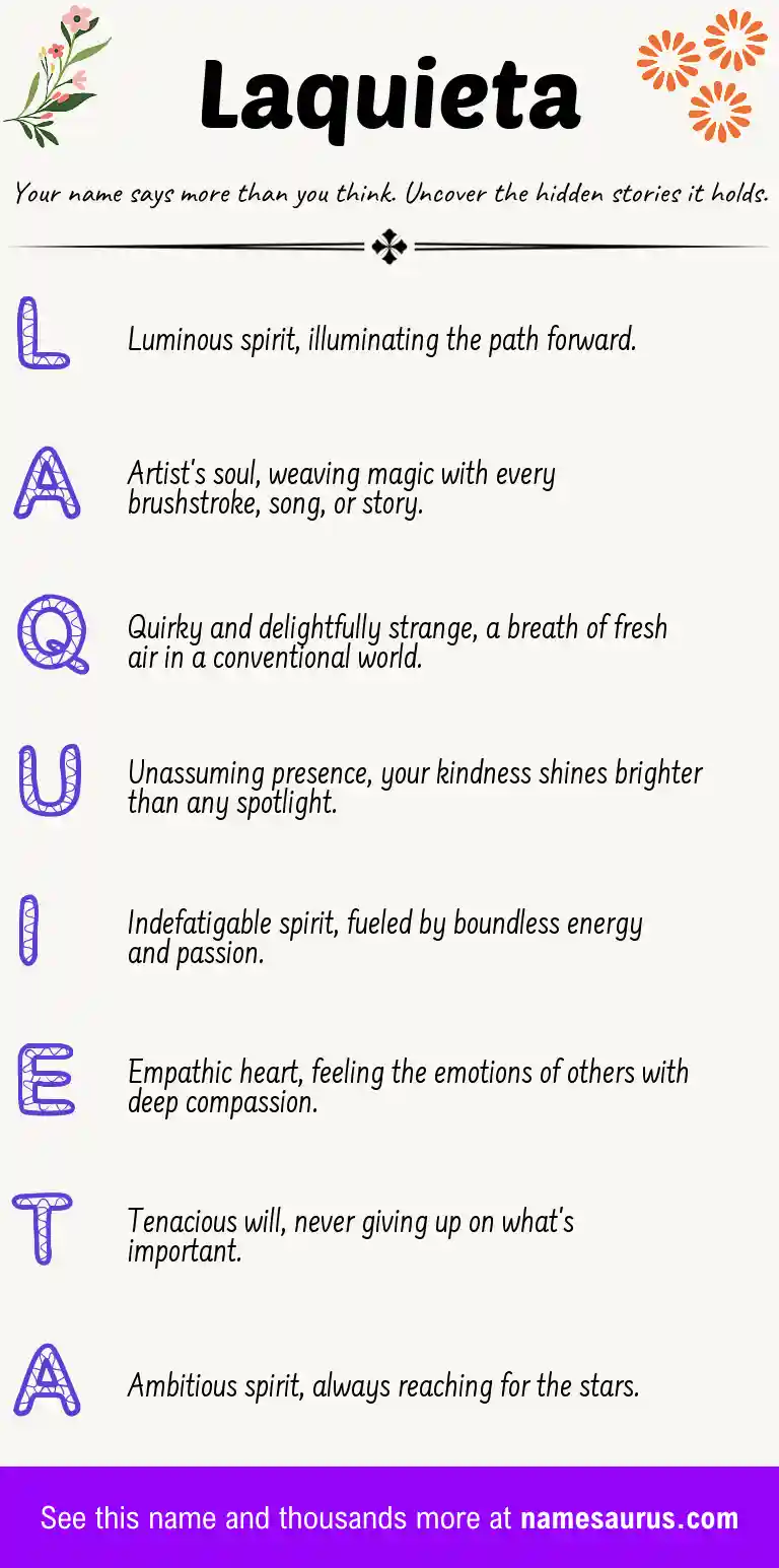 Acrostic poem about Laquieta.