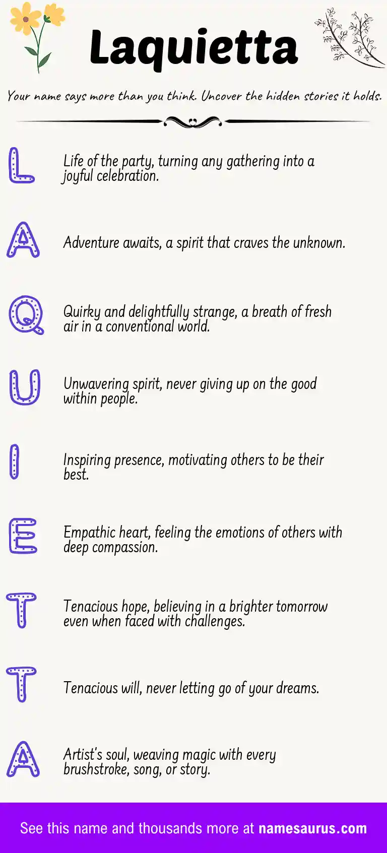 Acrostic poem about Laquietta.