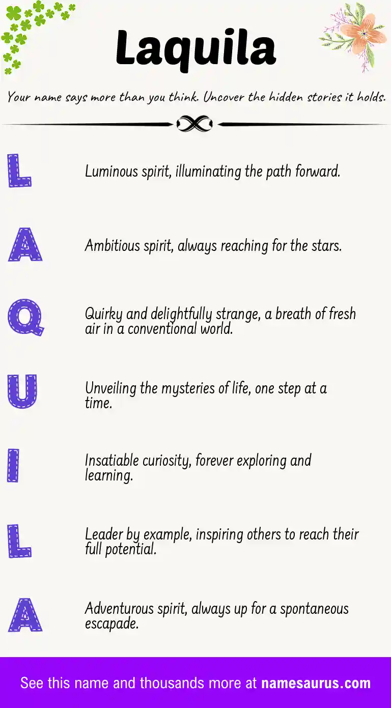 Acrostic poem about Laquila.