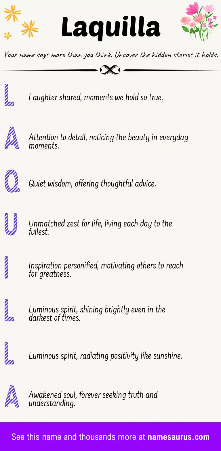 Acrostic poem about Laquilla.