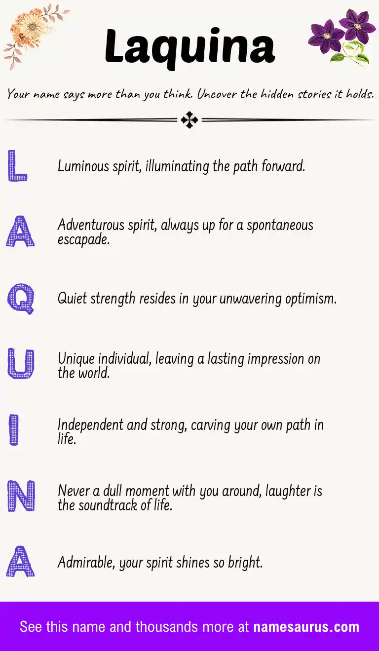 Acrostic poem about Laquina.