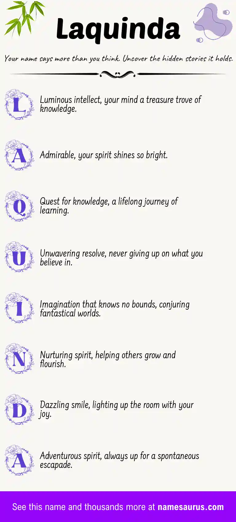 Acrostic poem about Laquinda.
