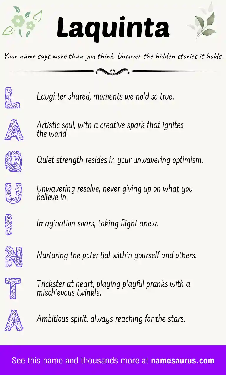 Acrostic poem about Laquinta.