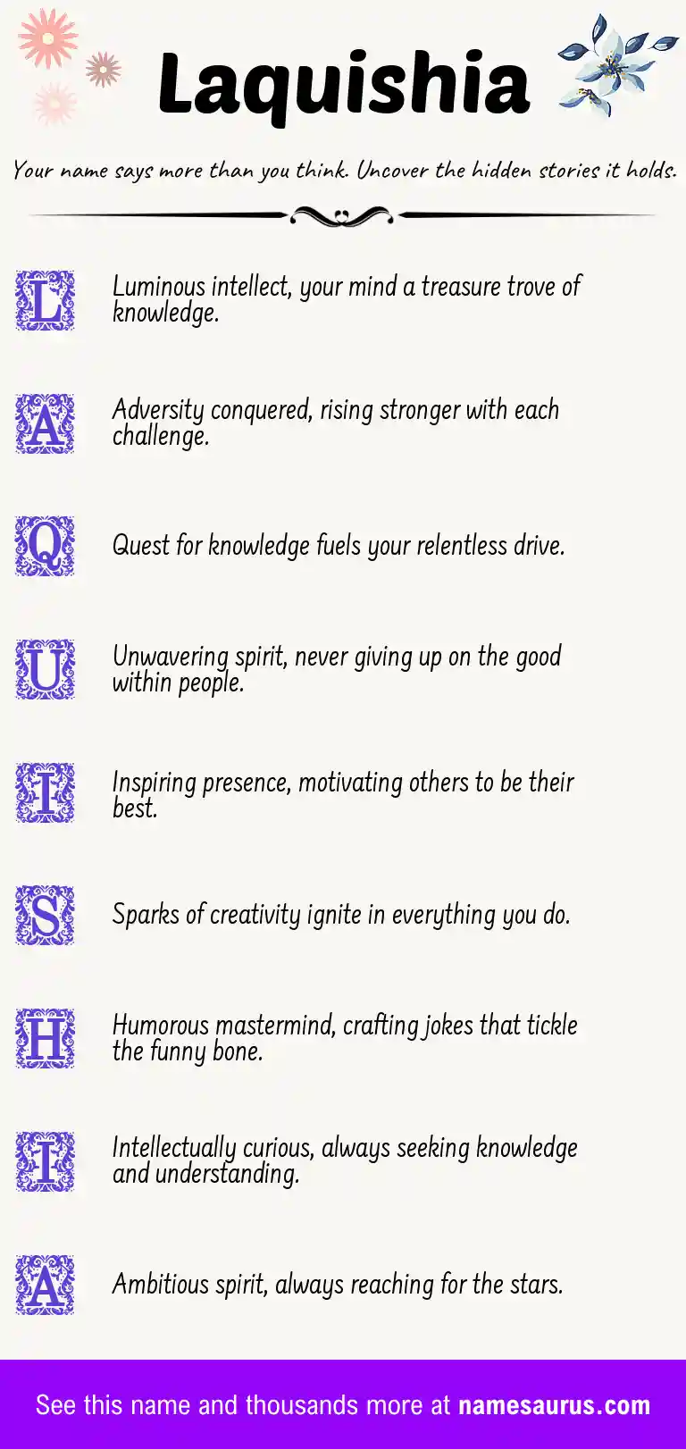 Acrostic poem about Laquishia.