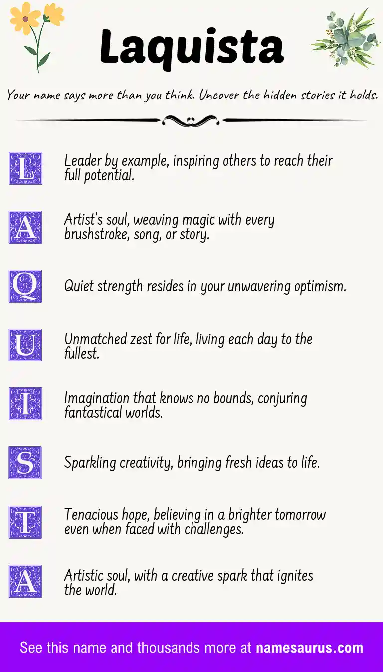 Acrostic poem about Laquista.