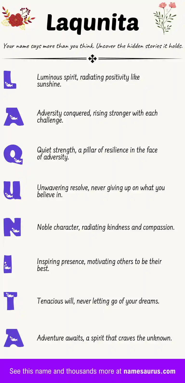 Acrostic poem about Laqunita.