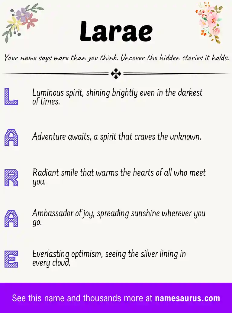 Acrostic poem about Larae.