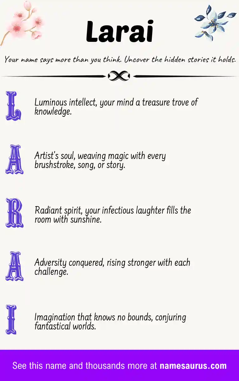 Acrostic poem about Larai.