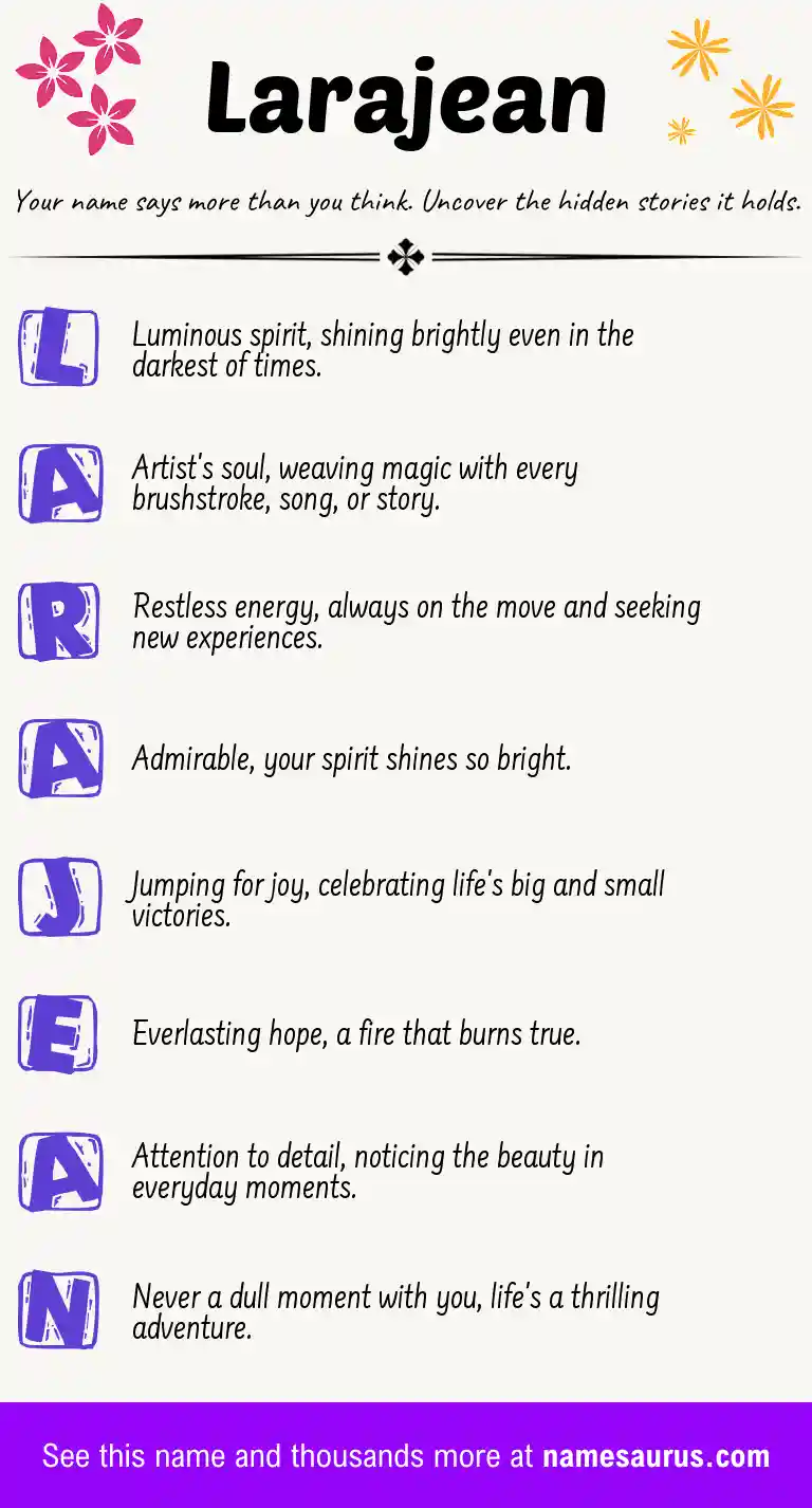 Acrostic poem about Larajean.