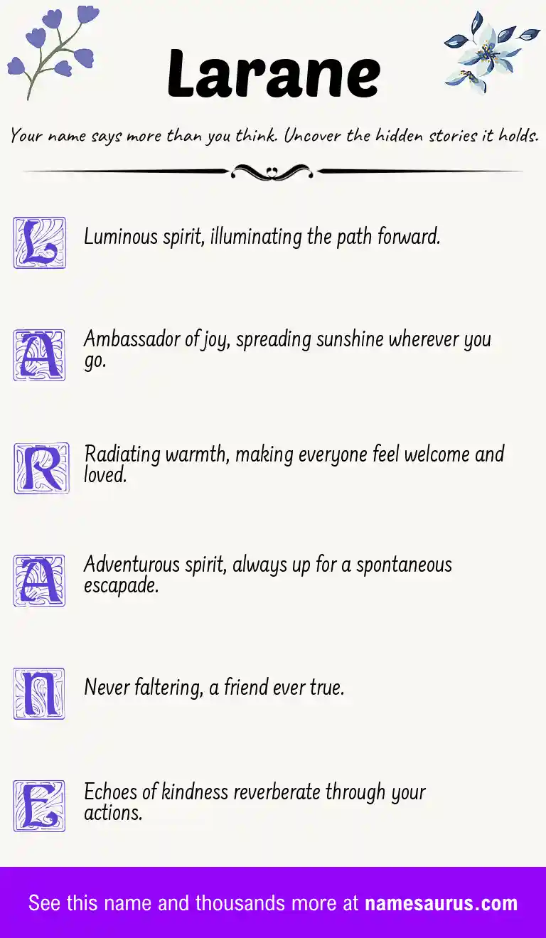 Acrostic poem about Larane.