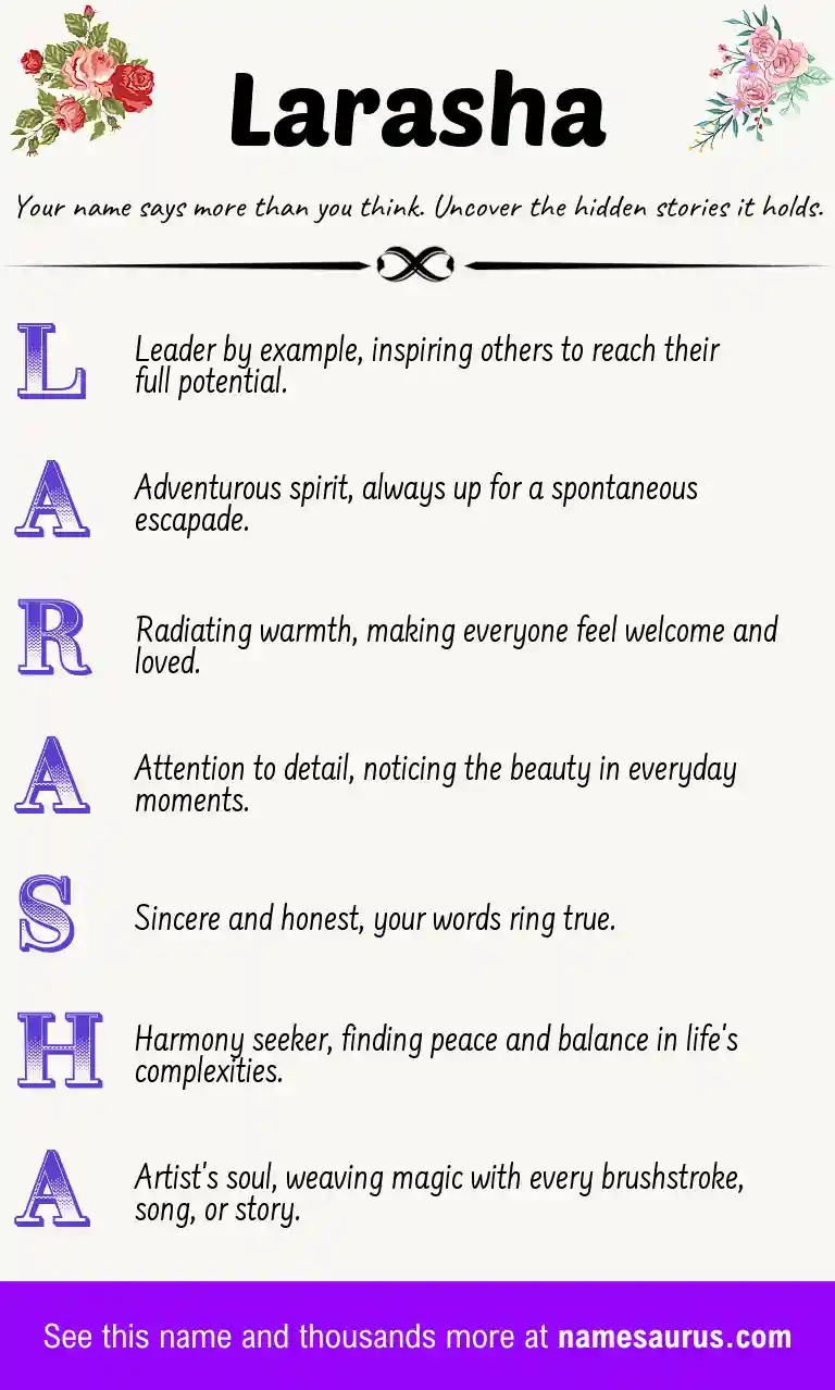 Acrostic poem about Larasha.