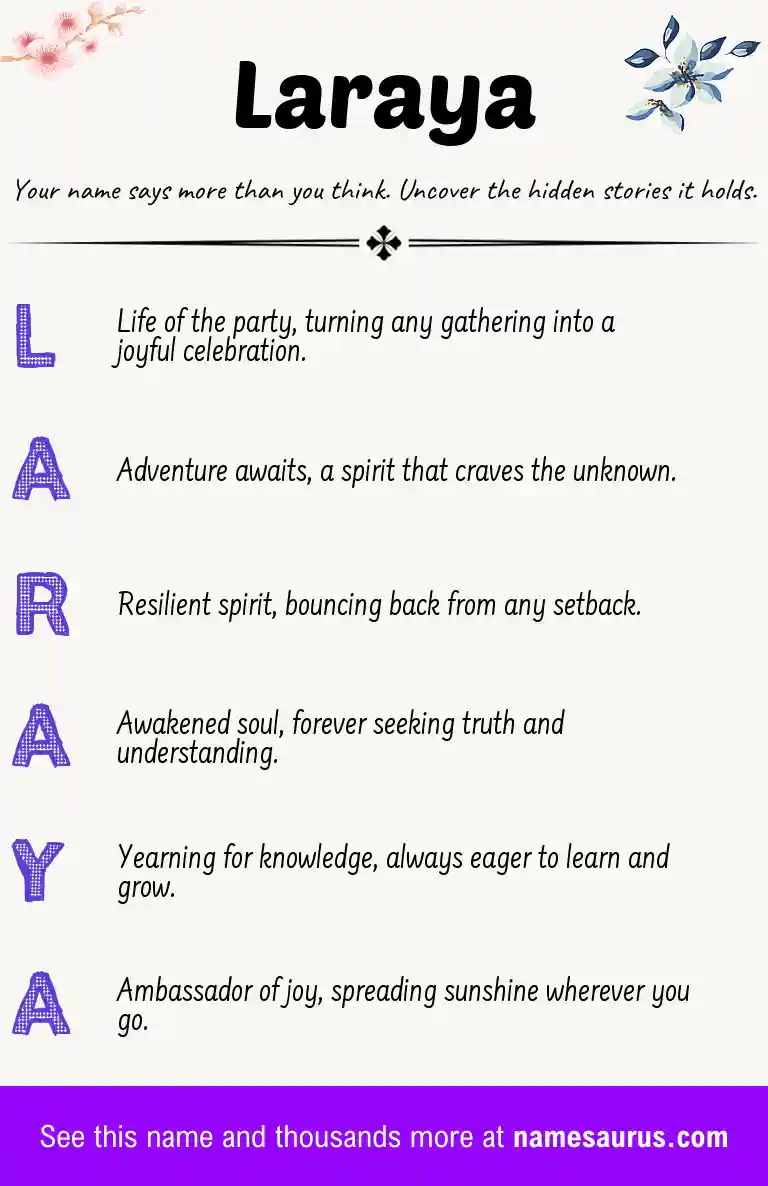 Acrostic poem about Laraya.