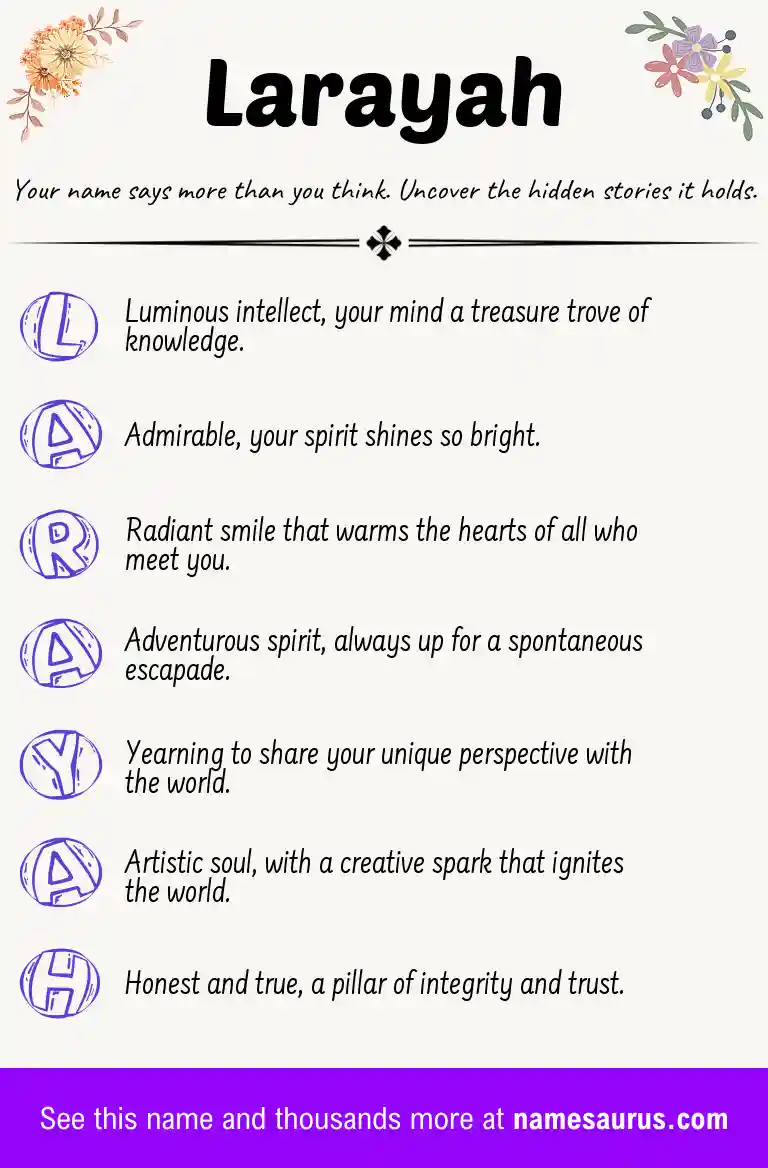 Acrostic poem about Larayah.