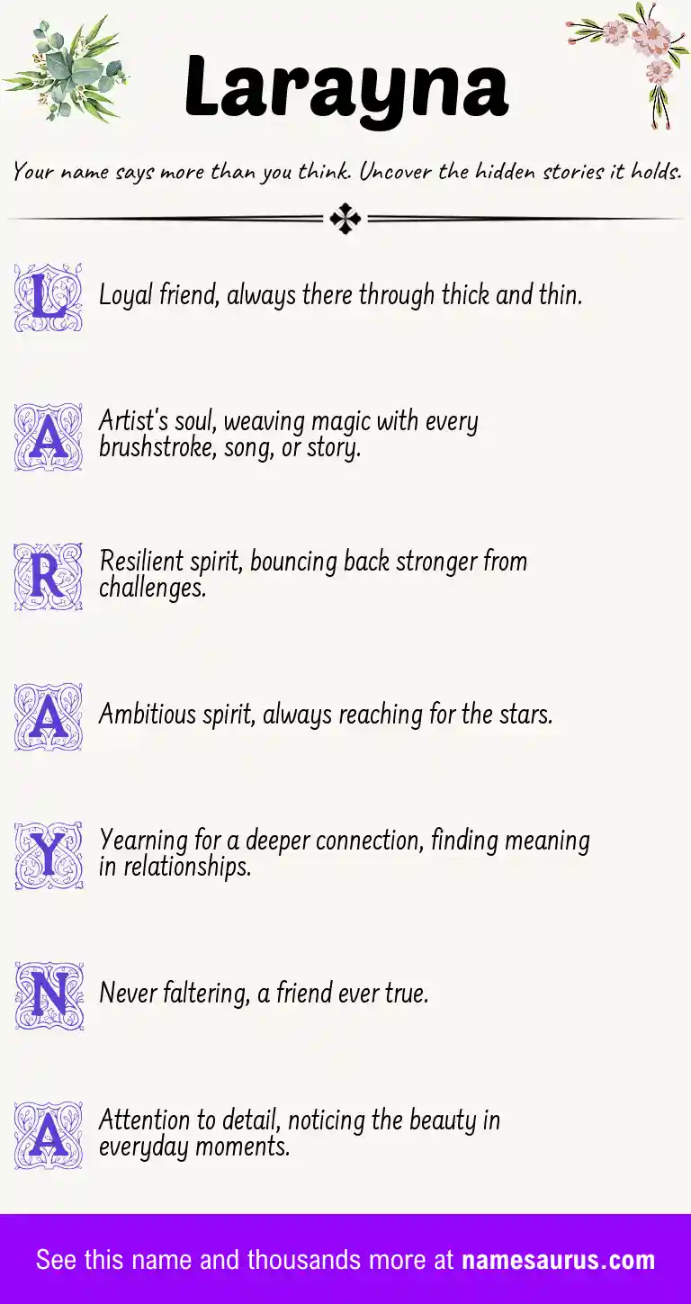 Acrostic poem about Larayna.