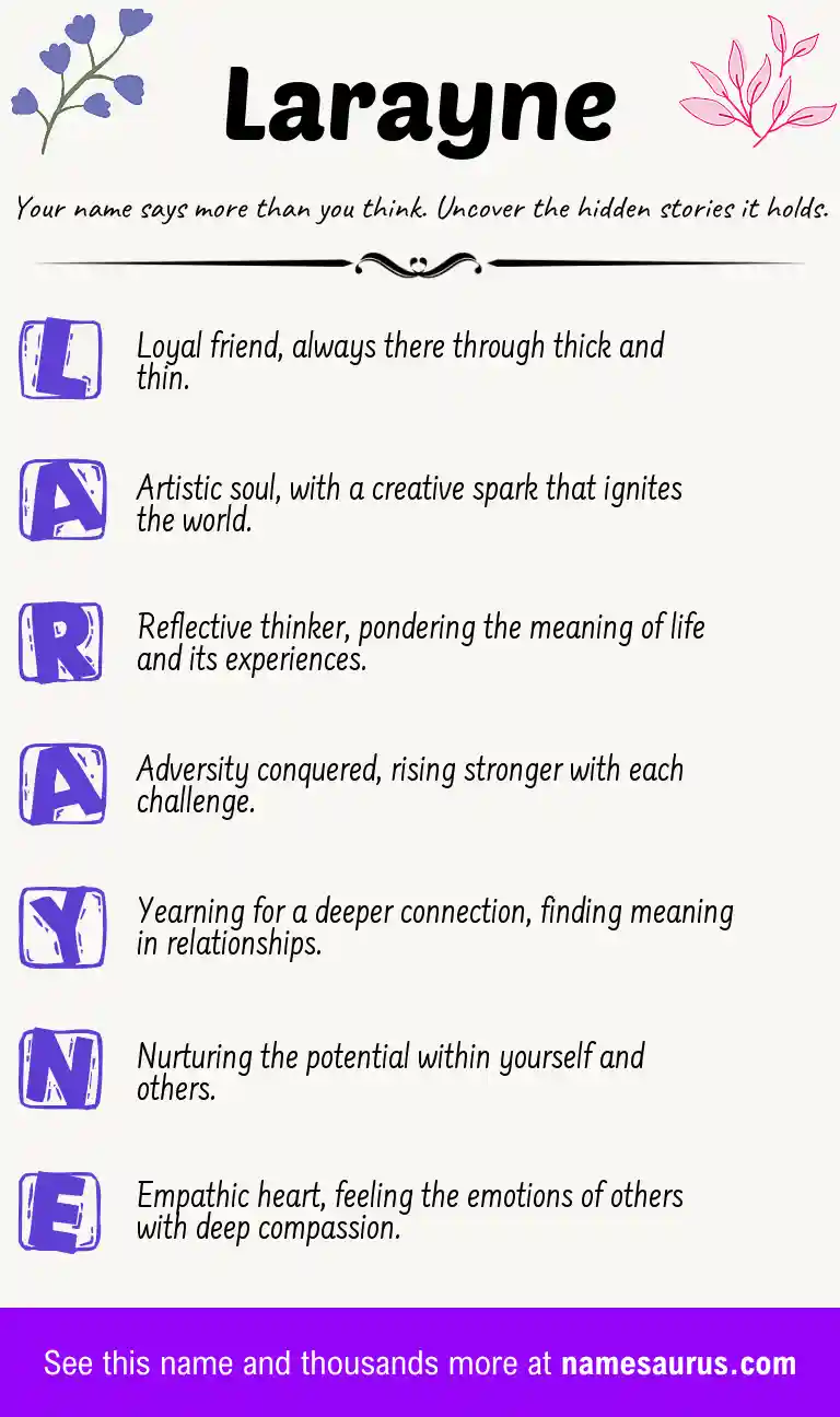 Acrostic poem about Larayne.
