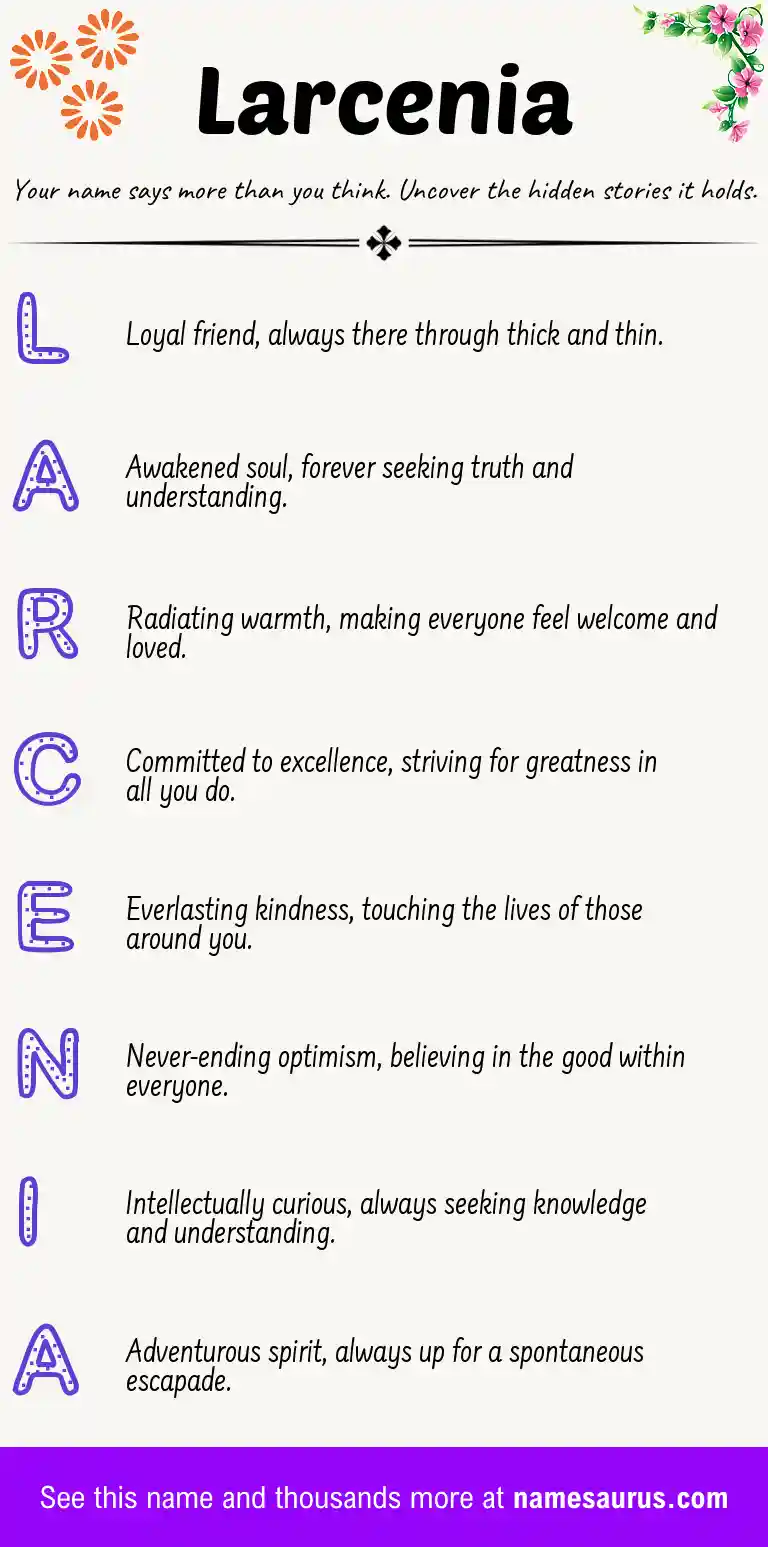 Acrostic poem about Larcenia.