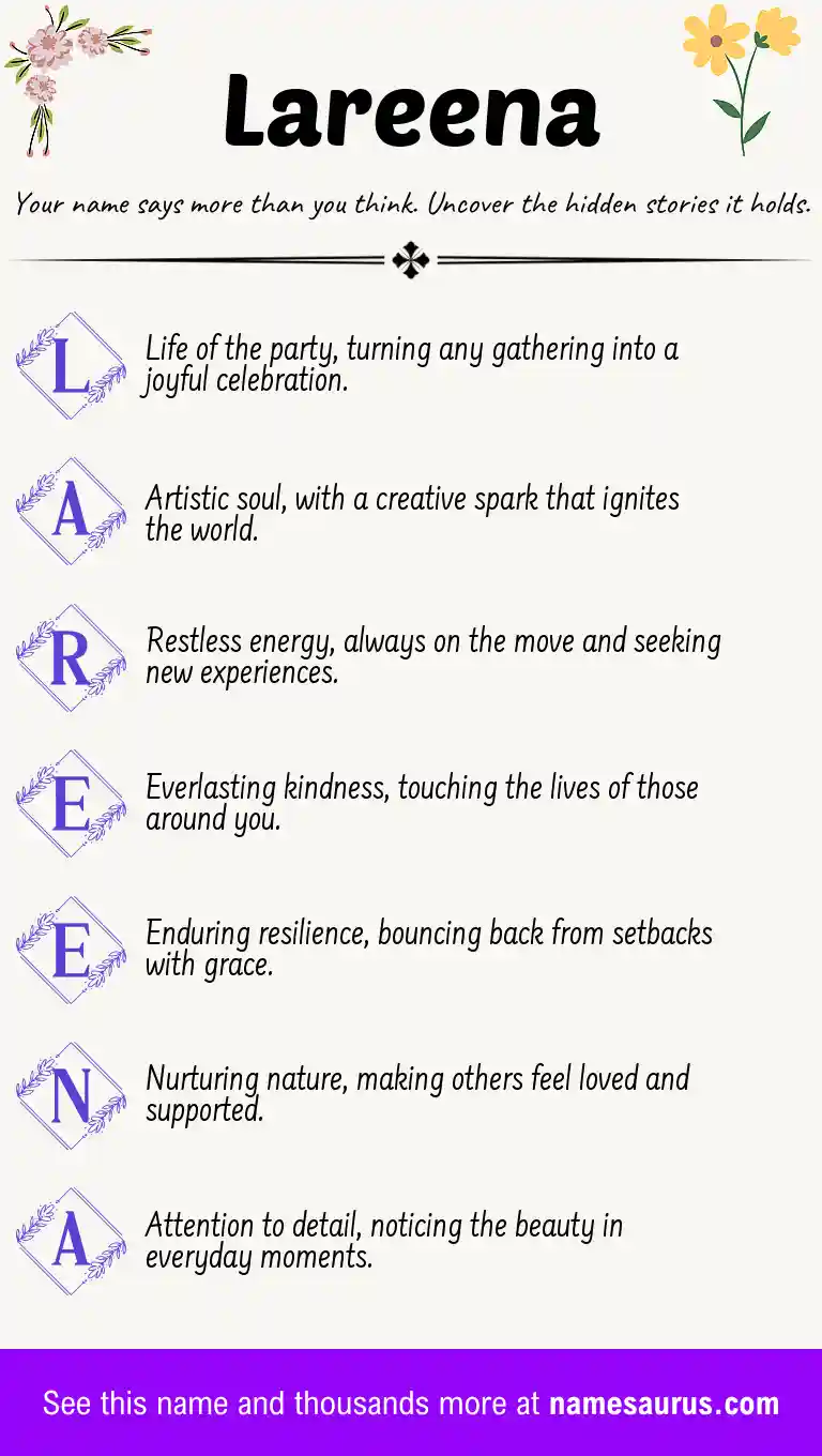 Acrostic poem about Lareena.