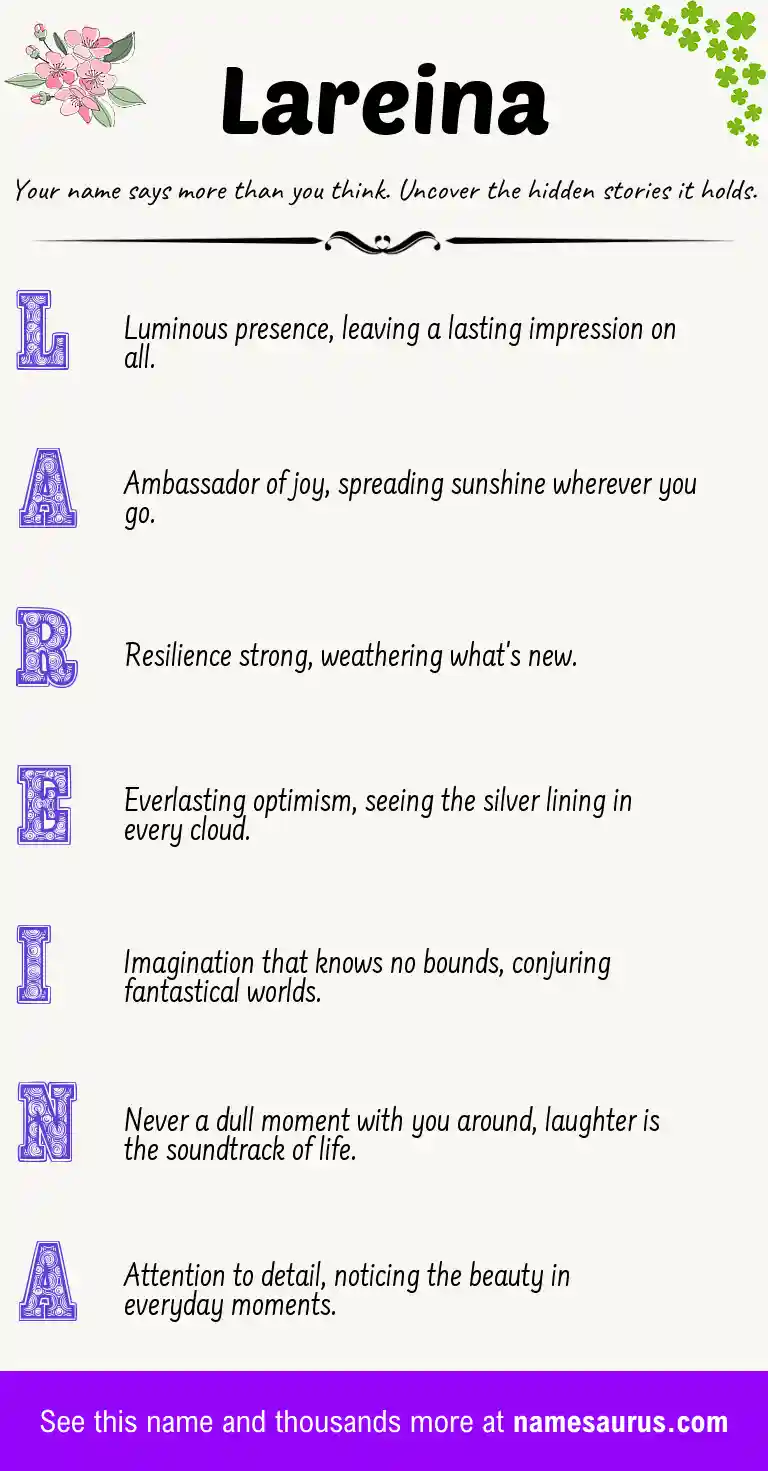 Acrostic poem about Lareina.